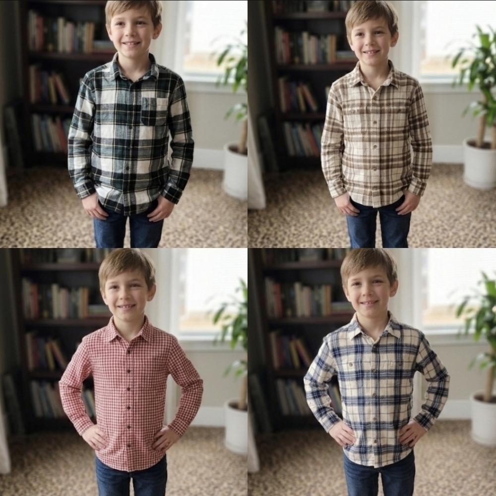 Kid's Flannel Button-Up Shirt Bundle L 10/12